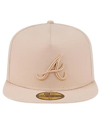 New Era Men's Light Beige Atlanta Braves Color Pack A-Frame 59FIFTY Fitted Hat