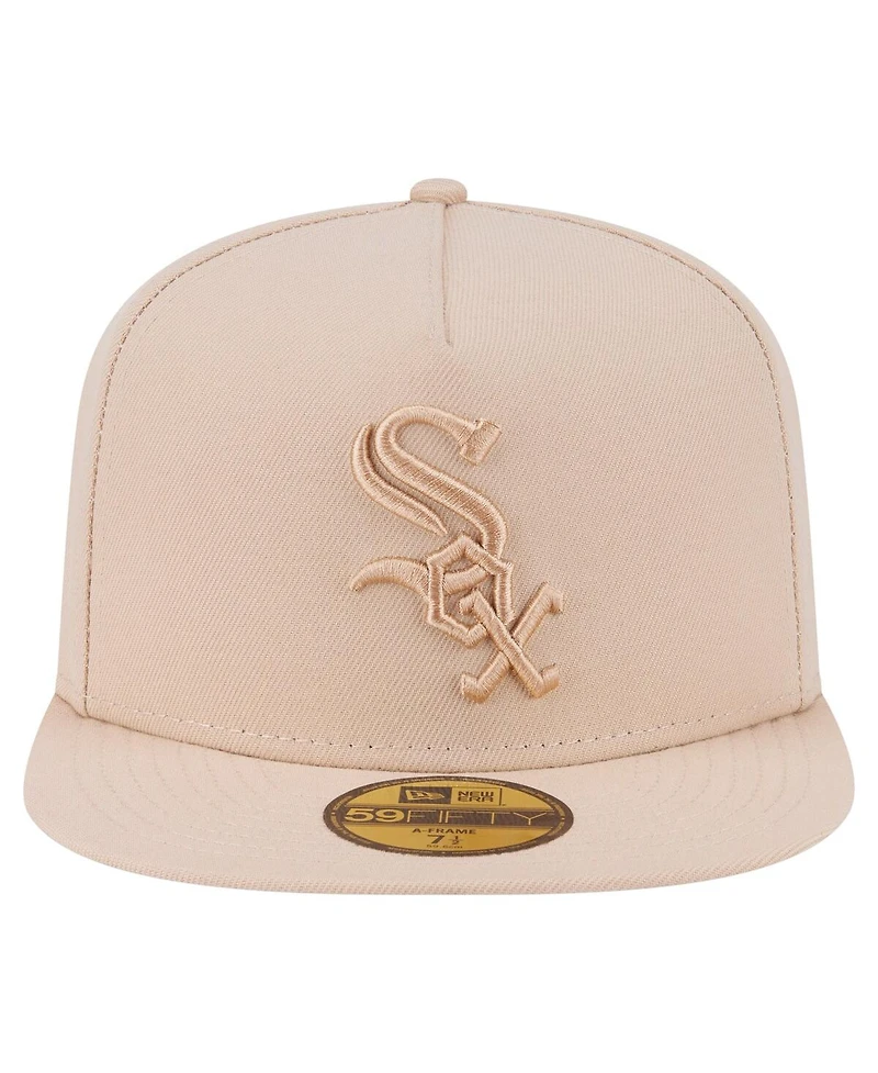 New Era Men's Light Beige Chicago White Sox Color Pack A-Frame 59FIFTY Fitted Hat