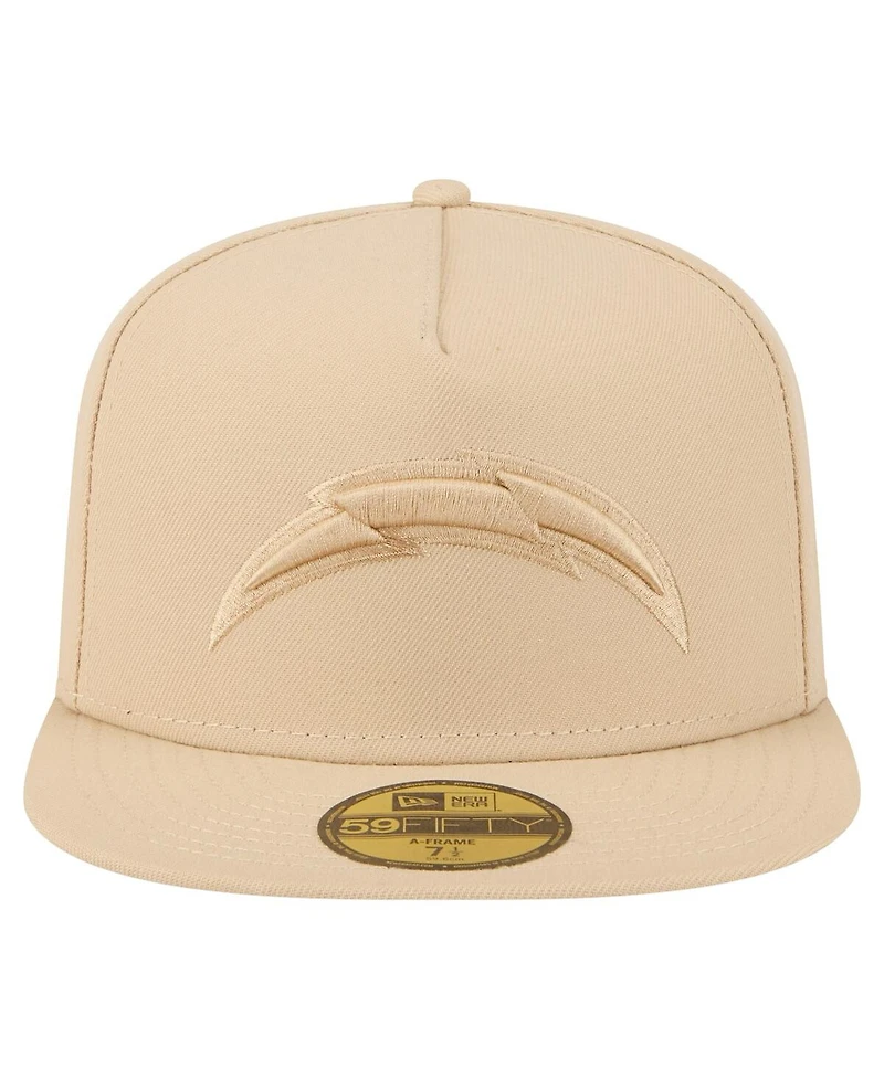 New Era Men's Beige Los Angeles Chargers Color Pack A-Frame 59FIFTY Fitted Hat