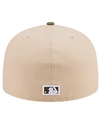 New Era Men's Light Beige/Olive Milwaukee Brewers Two-Tone Color Pack A-Frame 59FIFTY Fitted Hat