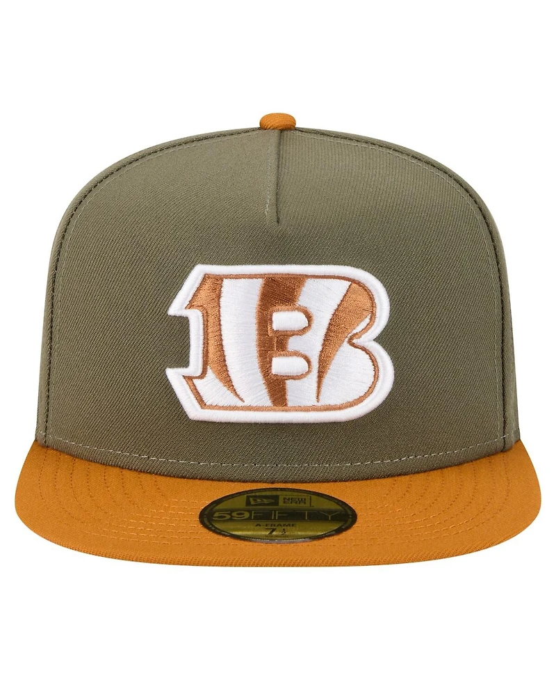 New Era Men's Olive/Brown Cincinnati Bengals Color Pack A-Frame 59FIFTY Fitted Hat