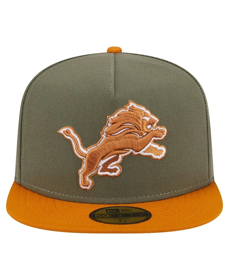 New Era Men's Olive/Brown Detroit Lions Color Pack A-Frame 59FIFTY Fitted Hat