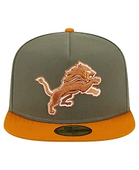 New Era Men's Olive/Brown Detroit Lions Color Pack A-Frame 59FIFTY Fitted Hat