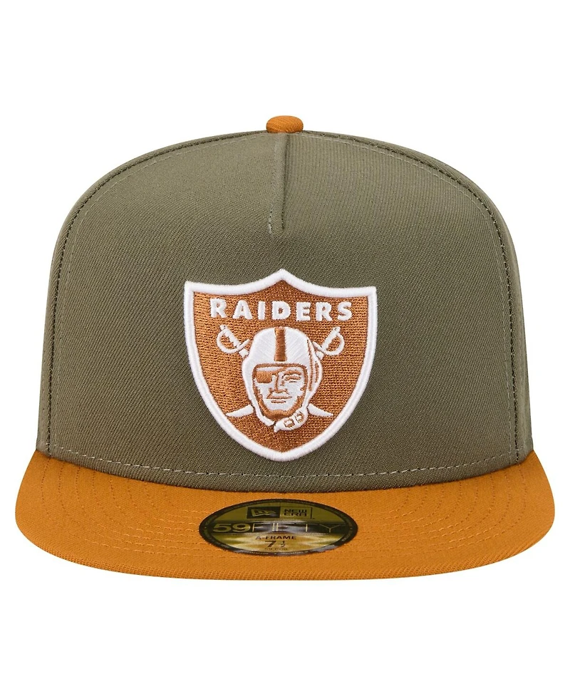 New Era Men's Olive/Brown Las Vegas Raiders Color Pack A-Frame 59FIFTY Fitted Hat