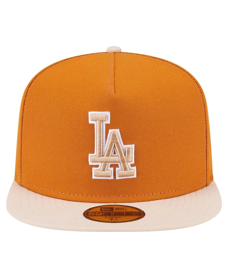 New Era Men's Orange/Light Beige Los Angeles Dodgers Two-Tone Color Pack A-Frame 59FIFTY Fitted Hat