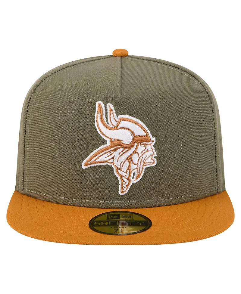 New Era Men's Olive/Brown Minnesota Vikings Color Pack A-Frame 59FIFTY Fitted Hat