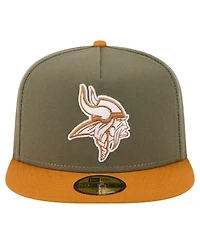 New Era Men's Olive/Brown Minnesota Vikings Color Pack A-Frame 59FIFTY Fitted Hat