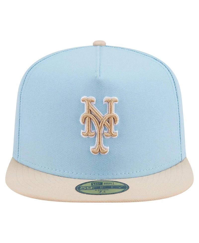 New Era Men's Light Blue/Cream York Mets Two-Tone Color Pack A-Frame 59FIFTY Fitted Hat