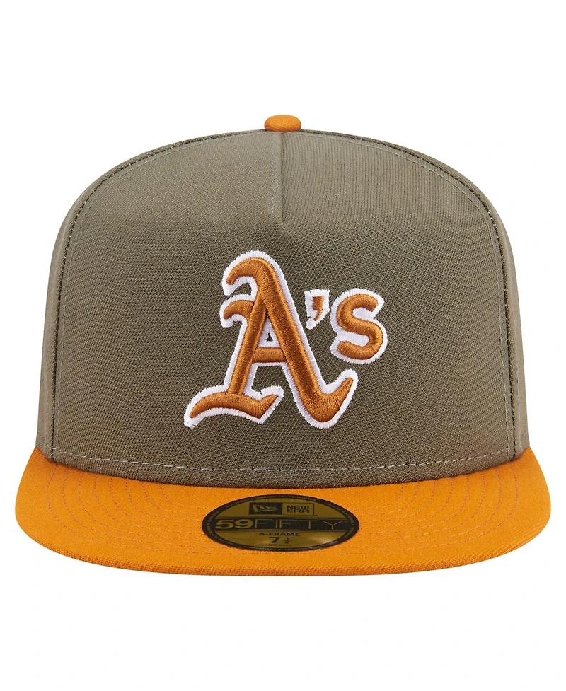New Era Men's Olive/Orange Athletics Two-Tone Color Pack A-Frame 59FIFTY Fitted Hat