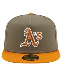 New Era Men's Olive/Orange Athletics Two-Tone Color Pack A-Frame 59FIFTY Fitted Hat