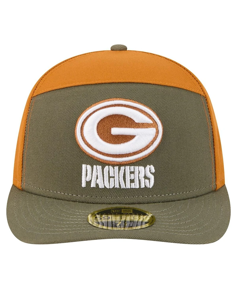 New Era Men's Olive/Brown Green Bay Packers Two-Tone Color Pack Split Panel 59FIFTY Fitted Hat