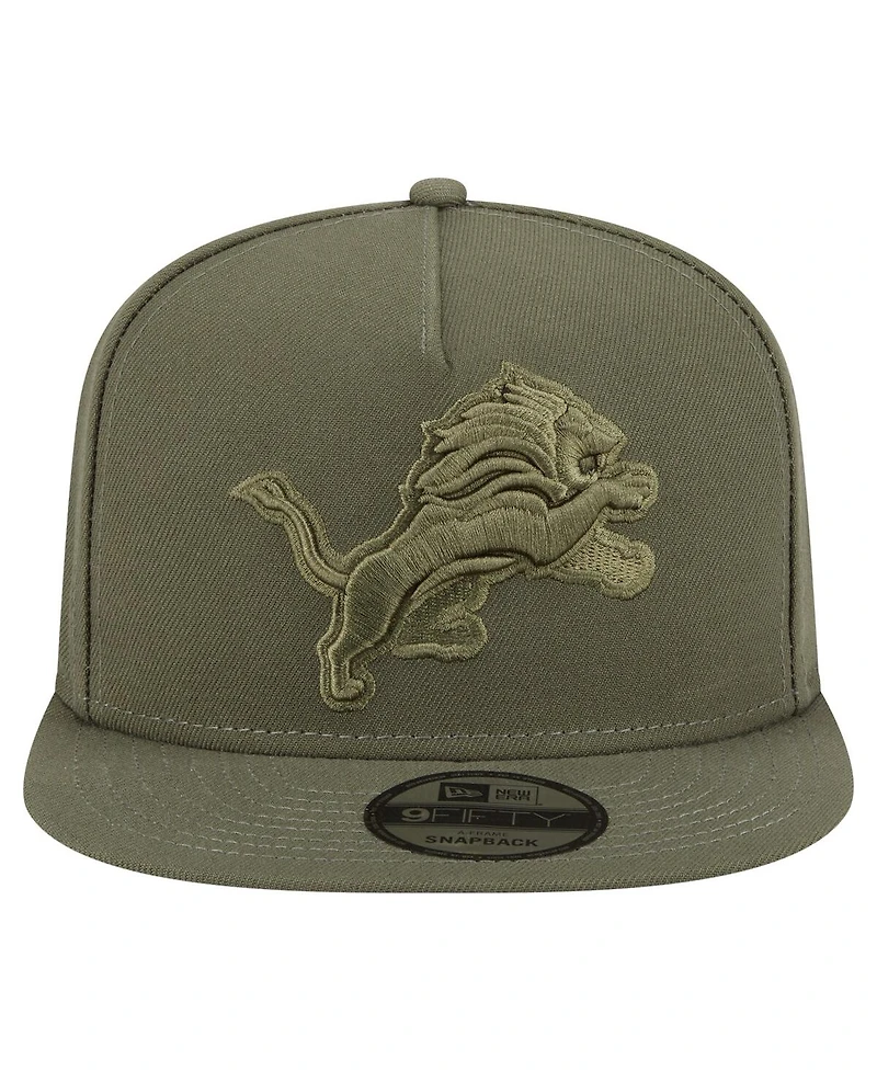 New Era Men's Olive Detroit Lions Color Pack A-Frame 9FIFTY Snapback Hat