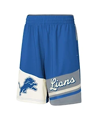Outerstuff Big Boys and Girls Blue Detroit Lions Fandemonium Mesh Shorts