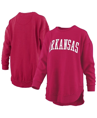 Pressbox Women's Cardinal Arkansas Razorbacks Melange Poncho Vintage Fleece Long Sleeve Pullover Sweatshirt