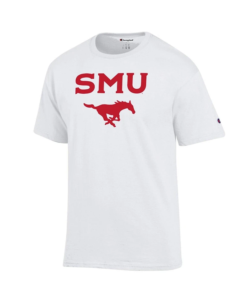 Champion Men's White Smu Mustangs Arched Logo T-Shirt