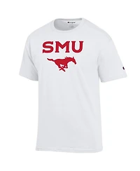 Champion Men's White Smu Mustangs Arched Logo T-Shirt