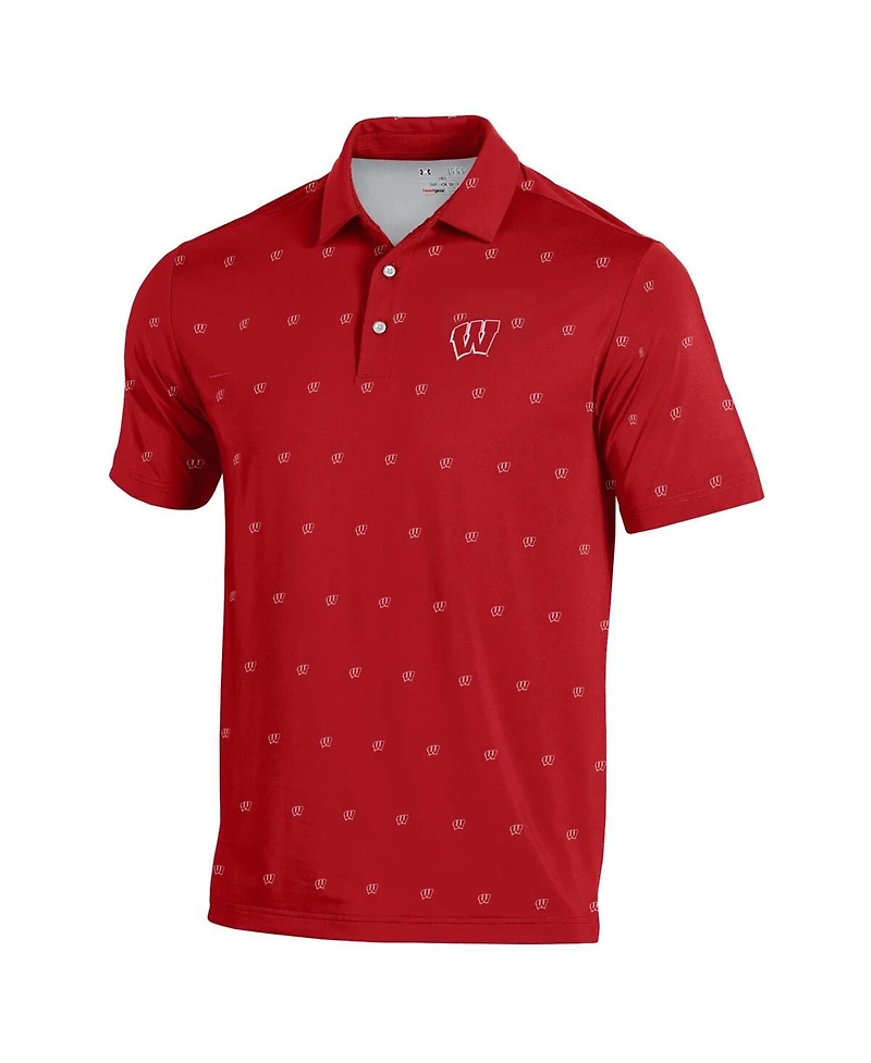 Under Armour Men's Red Wisconsin Badgers Gameday Armourfuse Polo Shirt