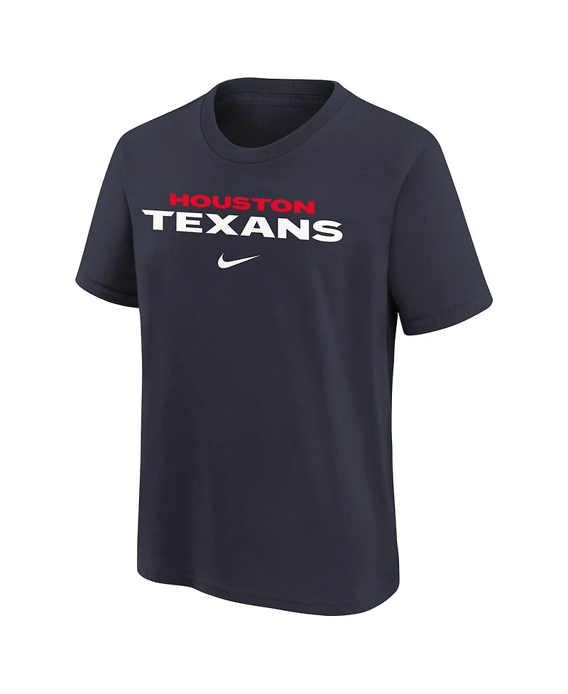 Nike Big Boys and Girls Navy Houston Texans Team Wordmark T-Shirt