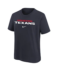 Nike Big Boys and Girls Navy Houston Texans Team Wordmark T-Shirt