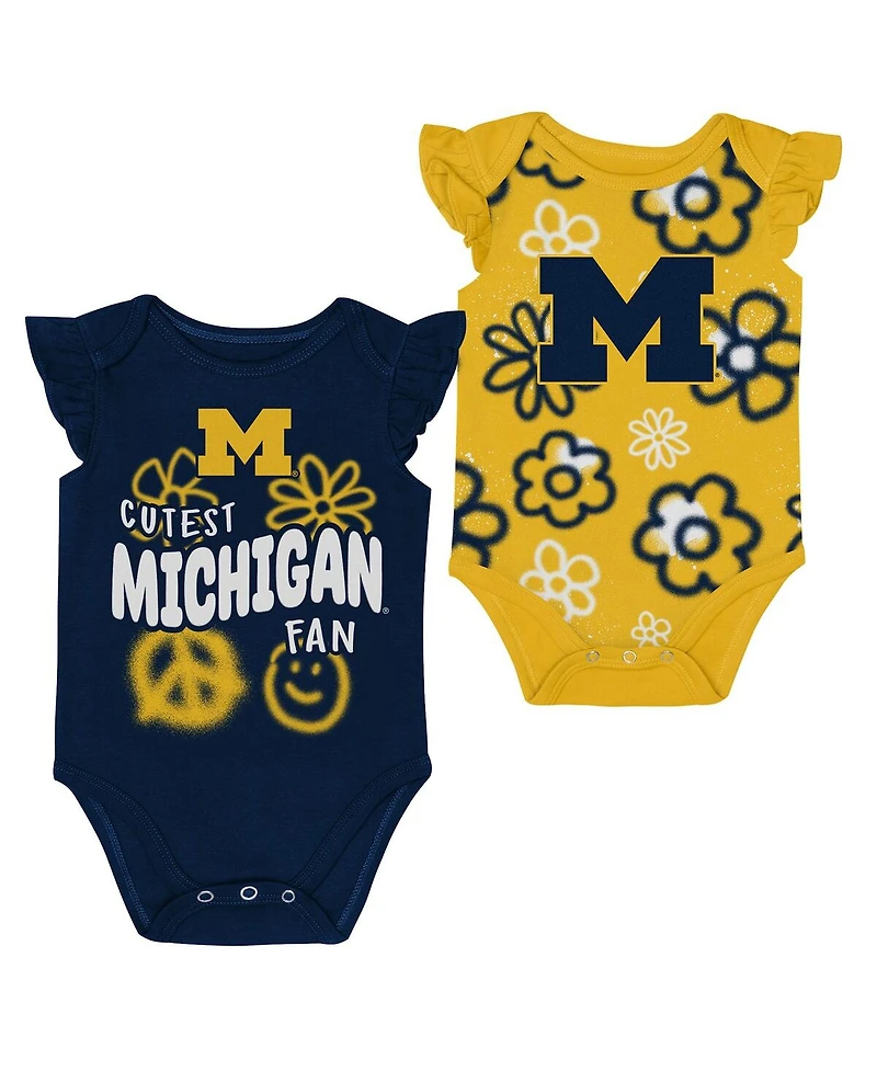 Outerstuff Baby Boys and Girls Navy/Maize Michigan Wolverines Little Sunshine 2-Piece Bodysuit Set
