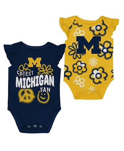 Outerstuff Baby Boys and Girls Navy/Maize Michigan Wolverines Little Sunshine 2-Piece Bodysuit Set