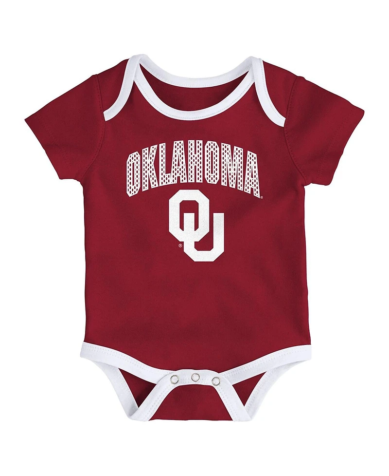 Outerstuff Baby Boys and Girls Oklahoma Sooners 3-Pack All Day Play Bodysuit Set