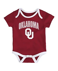Outerstuff Baby Boys and Girls Oklahoma Sooners 3-Pack All Day Play Bodysuit Set