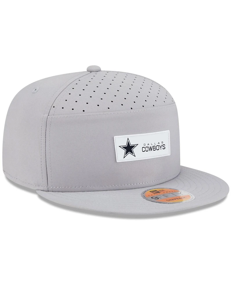 New Era Men's Gray Dallas Cowboys 2025 Sideline Split Panel 9FIFTY Snapback Hat