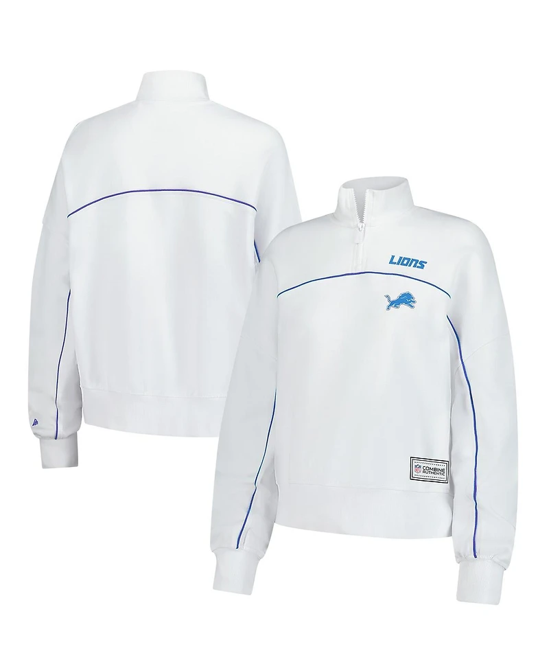 New Era Women's White Detroit Lions Functional Fandom Quarter-Zip Sweatshirt