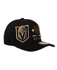 Mitchell Ness Men's Black Vegas Golden Knights Busted Logo Wordmark Wrap-Around Pro Pinch Adjustable Hat