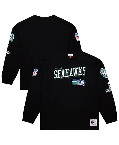 Mitchell & Ness Men's Black Seattle Seahawks Training Camp Vintage Logos Long Sleeve T-Shirt