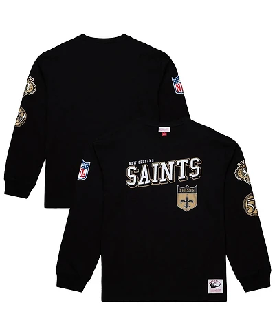 Mitchell & Ness Men's Black New Orleans Saints Training Camp Vintage Logos Long Sleeve T-Shirt
