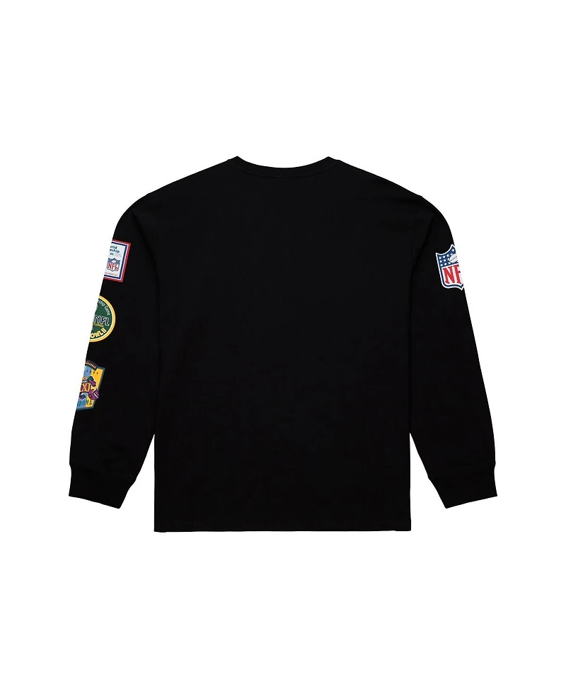Mitchell & Ness Men's Black Green Bay Packers Training Camp Vintage Logos Long Sleeve T-Shirt