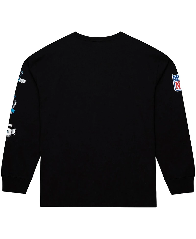 Mitchell & Ness Men's Black Carolina Panthers Training Camp Vintage Logos Long Sleeve T-Shirt