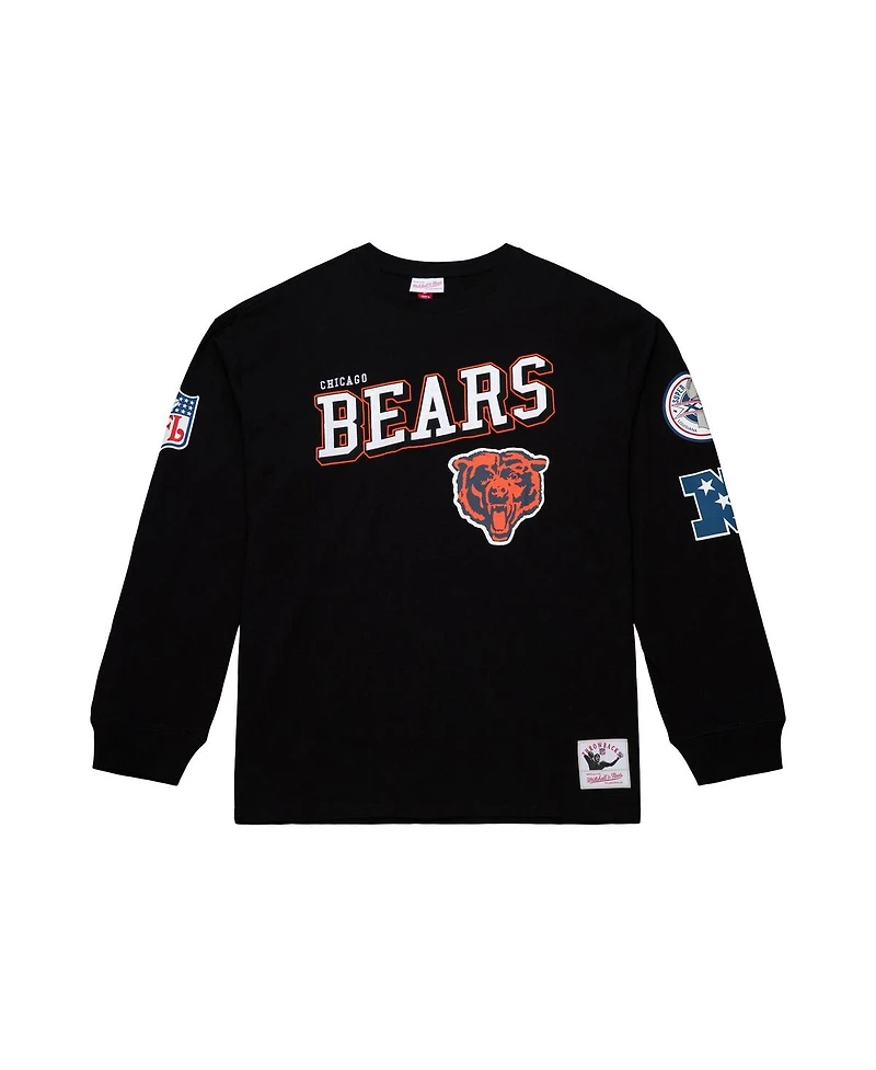 Mitchell & Ness Men's Black Chicago Bears Training Camp Vintage Logos Long Sleeve T-Shirt