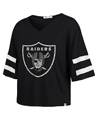 '47 Brand Women's Black Las Vegas Raiders Premier Scout Cropped V-Neck T-Shirt