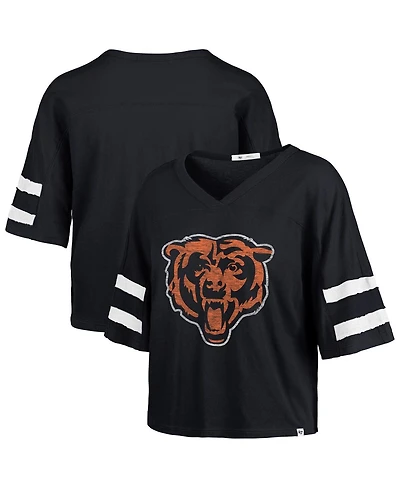 '47 Brand Women's Navy Chicago Bears Premier Scout Cropped V-Neck T-Shirt