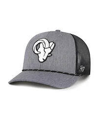 '47 Brand Men's Heather Charcoal Los Angeles Rams Carbon Rope Trucker Adjustable Hat