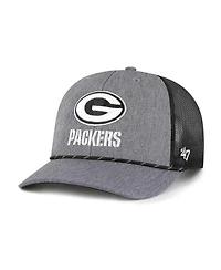 '47 Brand Men's Heather Charcoal Green Bay Packers Carbon Rope Trucker Adjustable Hat