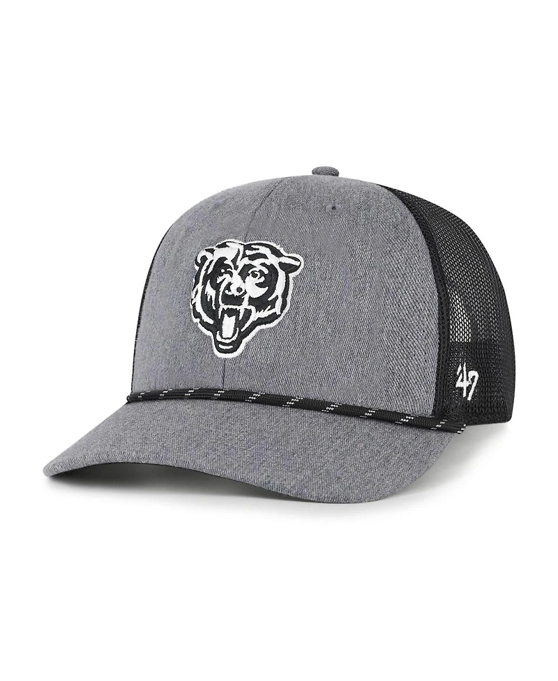 '47 Brand Men's Heather Charcoal Chicago Bears Carbon Rope Trucker Adjustable Hat