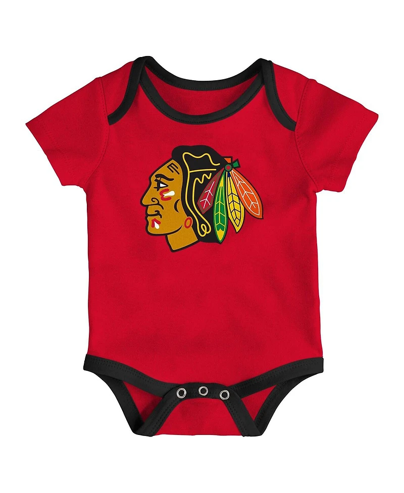 Outerstuff Newborn 3-Pack Chicago Blackhawks Loyal Buddies Bodysuit Set