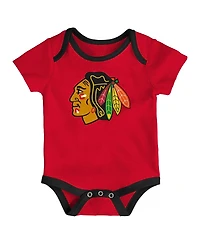 Outerstuff Newborn 3-Pack Chicago Blackhawks Loyal Buddies Bodysuit Set