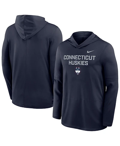 Nike Men's Navy UConn Huskies 2025 Sideline Dri-fit Long Sleeve Hoodie T-Shirt