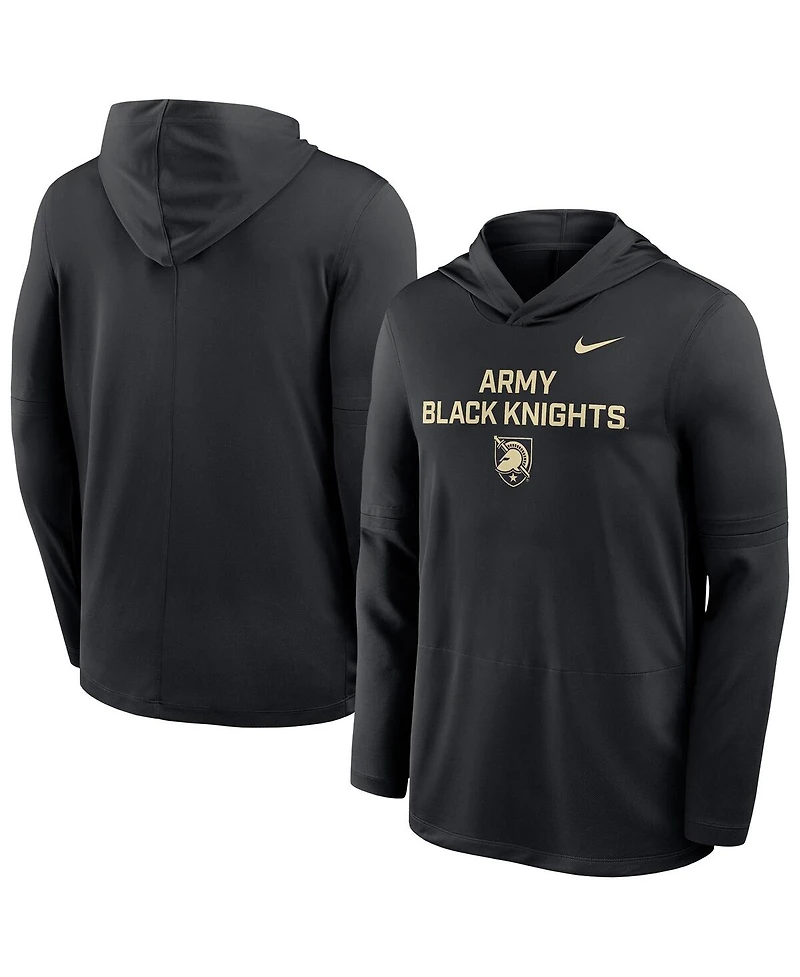 Nike Men's Black Army Black Knights 2025 Sideline Dri-fit Long Sleeve Hoodie T-Shirt