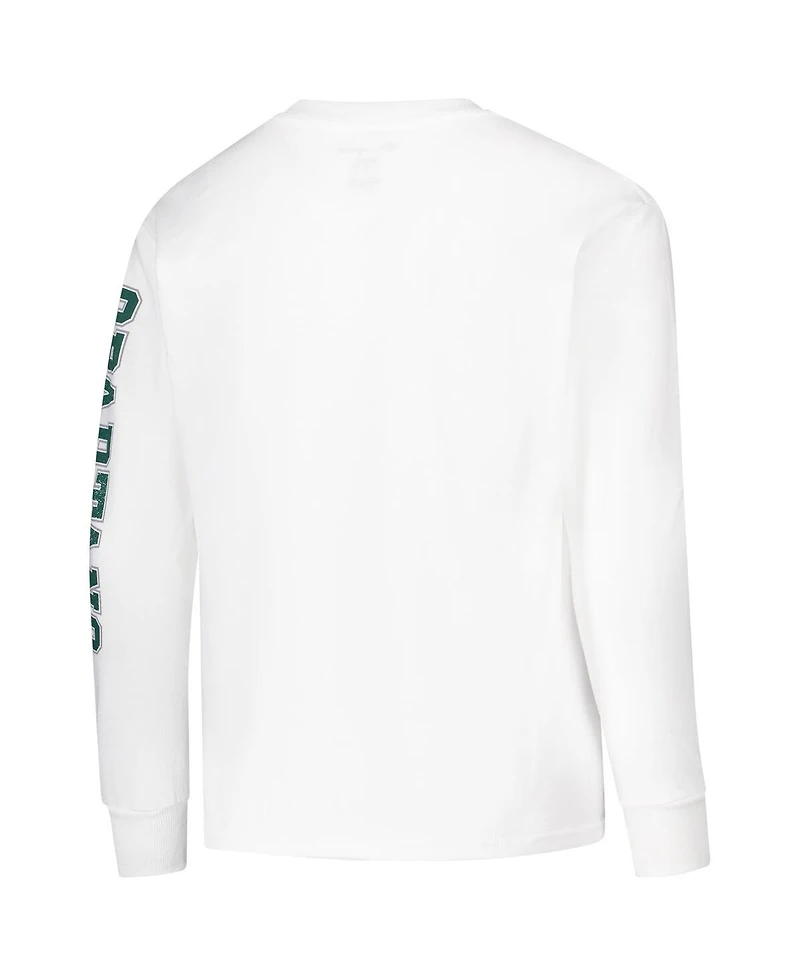 Champion Big Boys and Girls White Michigan State Spartans Distressed Arch Over Logo Long Sleeve T-Shirt