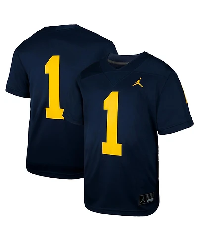 Jordan Big Boys and Girls 1 Navy Michigan Wolverines Untouchable Replica Game Jersey