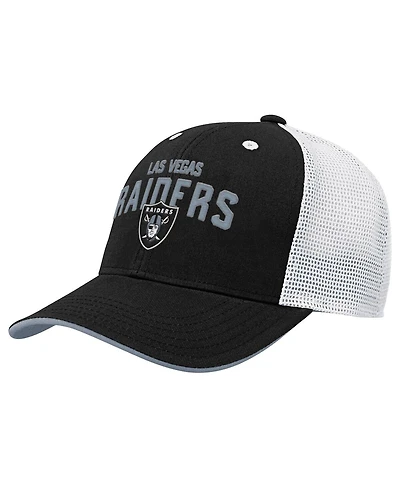 Outerstuff Big Boys and Girls Black Las Vegas Raiders Core Lockup Trucker Adjustable Hat