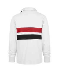 47 Brand Men's White Atlanta Falcons Sundays Clubhouse Knox Thames Long Sleeve Rugby Polo Shirt