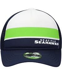 New Era Preschool College Navy Seattle Seahawks Sport Night Color Block 9FORTY A-Frame Trucker Adjustable Hat