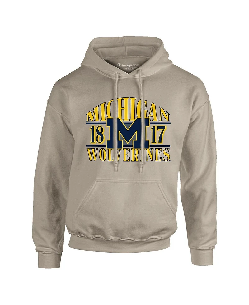 Image One Men's Tan Michigan Wolverines Upper Arch Letters Pullover Hoodie